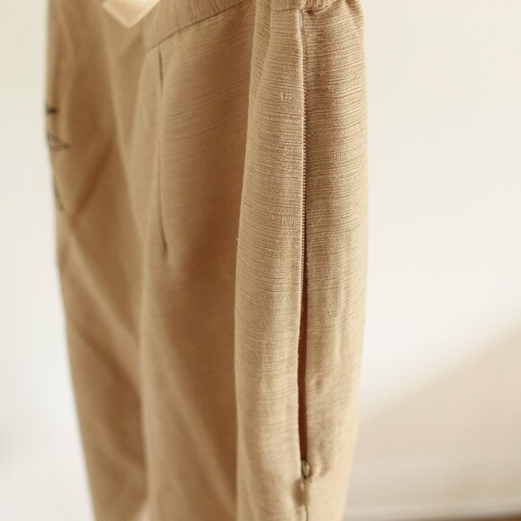 Y2K Silkland Beige Silk Pants w/ Embroidered Flower Size Petite - Picture 10 of 14